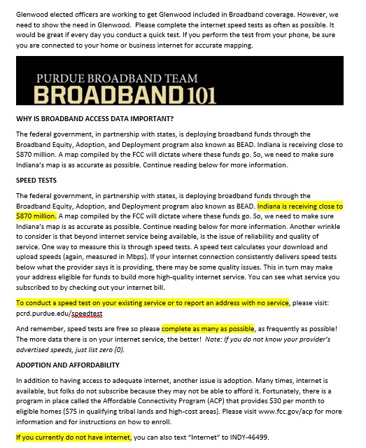 Broadband Speed Test Notice